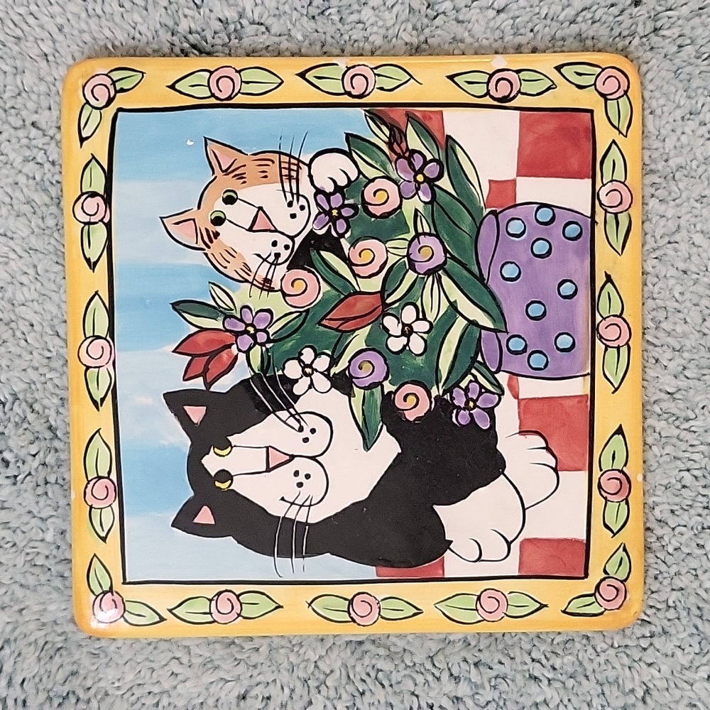 Handpainted Tile  "Catzilla"